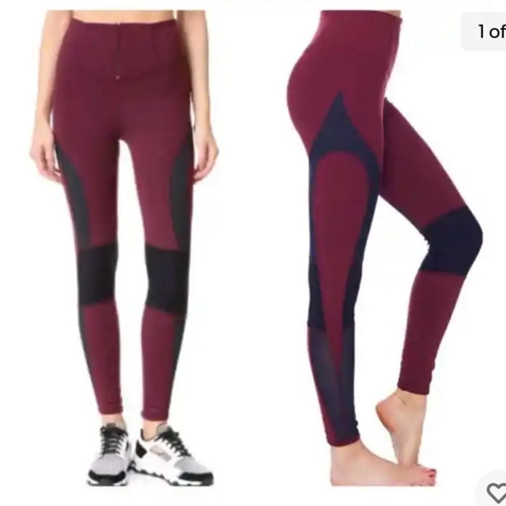 Free People Women’s Cool Rider Leggings Burgundy and Black XS - Picture 1 of 14